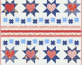 PDF Love, patriottisch quiltpatroon in Amerikaanse stijl
