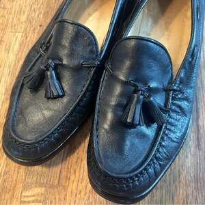 Vintage Black Leather Tassel Loafers Men’s 7.5D Moc Toe Dress Shoes Loafers Men 7.5 Vintage - Etsy main image 2