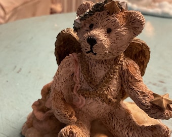 Boyds Bears and Friends Angel Bear Figurine Resin Brown Gold Style 2029-10 1994