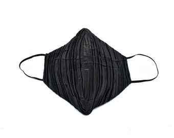 Antique Pleat Black Faux Leather Standard Mask