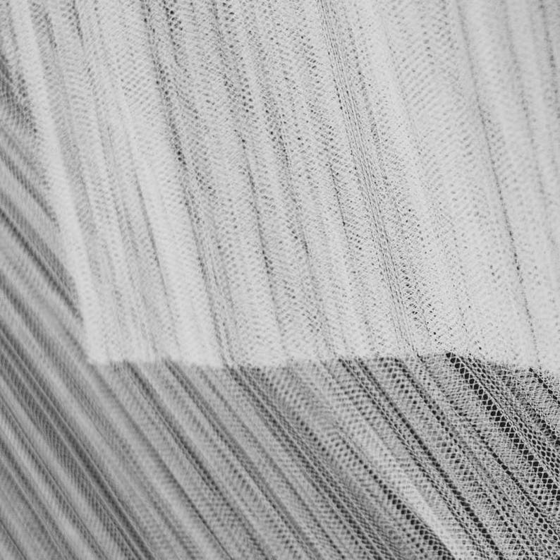 White Mushroom Pleated Polyester Tulle Fabric