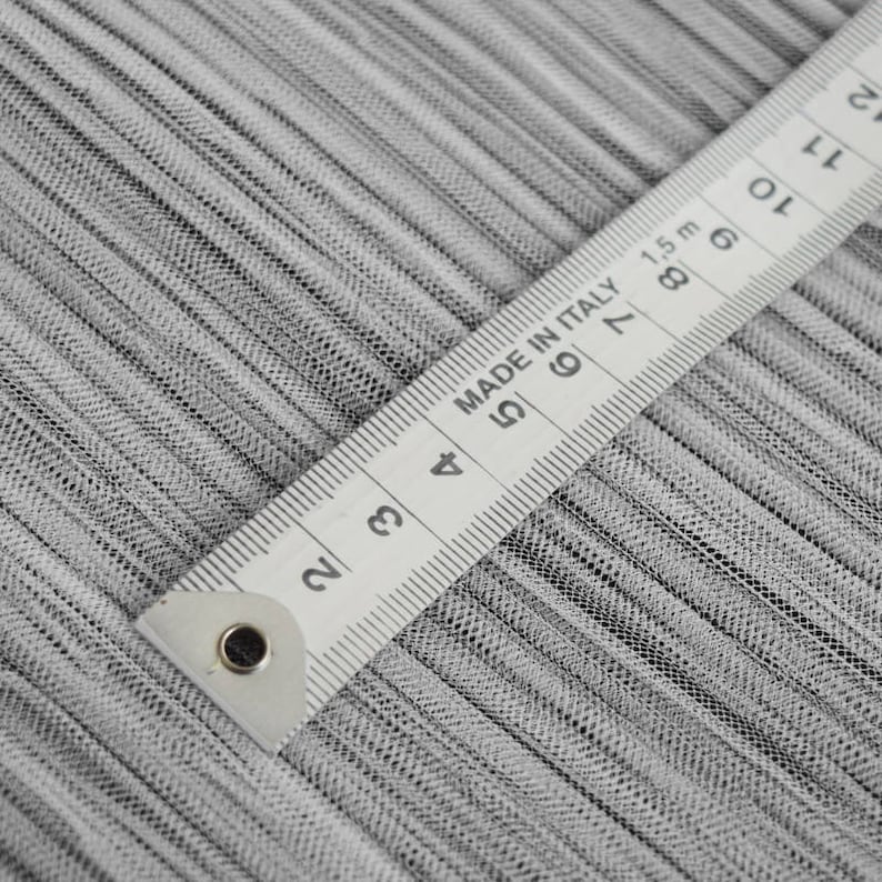 White Mushroom Pleated Polyester Tulle Fabric