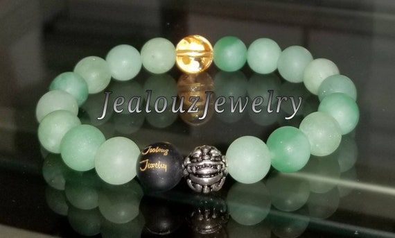 Classic Matte Green Jade 10mm Sterling Silver Bracelet