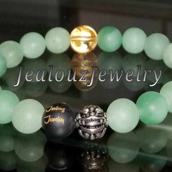 Klassisches mattgrünes Jade 10mm Sterling Silber Armband