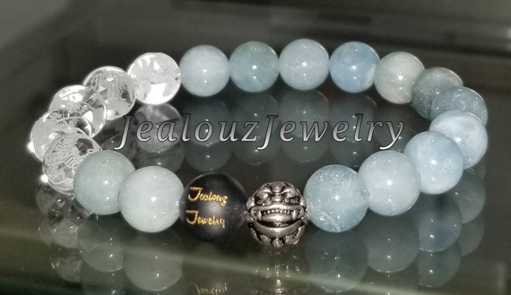 Classic Aquamarine 10mm Sterling Silver Bracelet