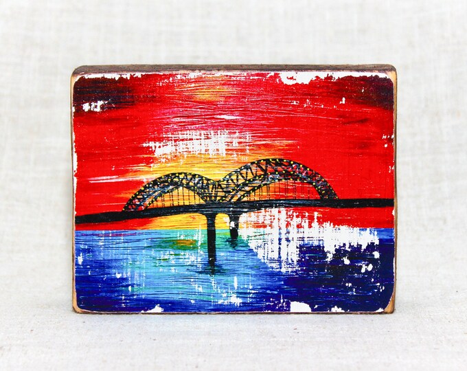 Memphis Bridge at Sunset Painting Image Transfer Art on Etsy