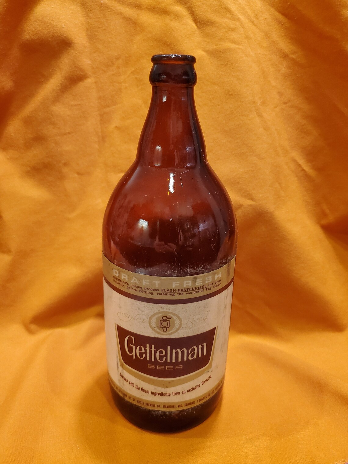 Vintage Gettelman DraftFresh Quart Beer Bottle with Paper Etsy