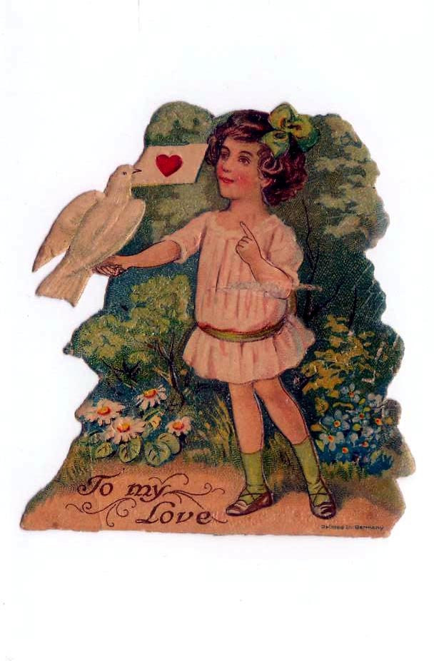 Antique Victorian Girl With White Dove & Love Letter Die-cut - Etsy