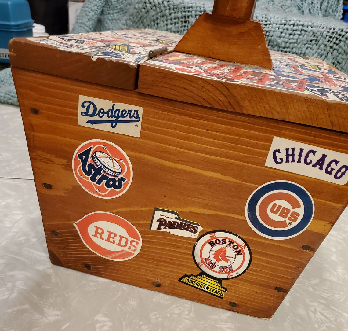 Retro Kids Baseball Box Small Wooden Trunk Covered In MLB Etsy