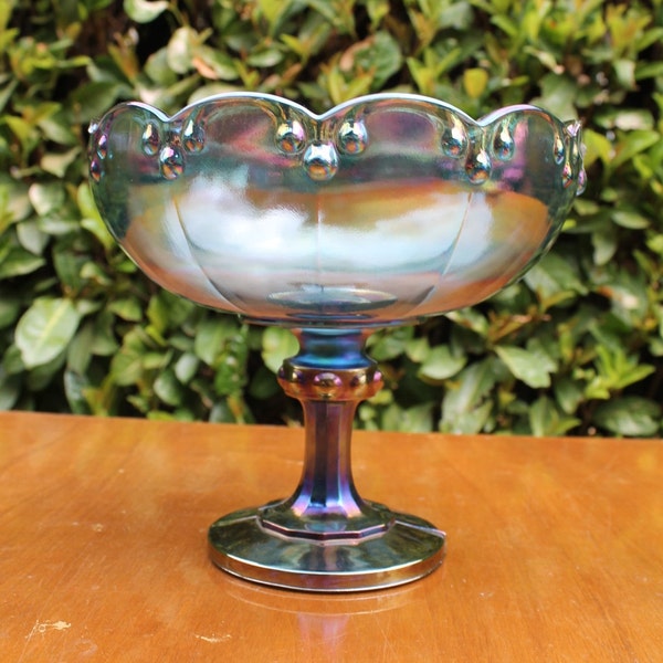 Large Blue Carnival Glass Bowl