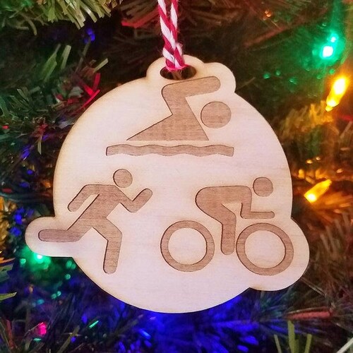 Triathlon Ornament Christmas Gift for Triathlete Run Bike Etsy