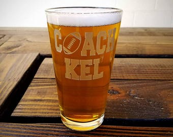 Football Coach Gift, Football Glass, Football Christmas Gift, Beer Gift, Coach Christmas Gift, Football Glass, Football Gift