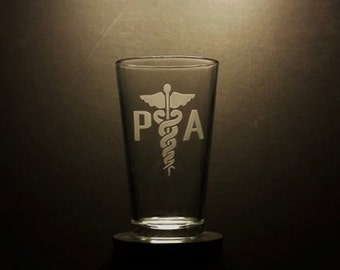 Physician Assistant Pint Glass Etched Christmas Gift Beer Paraa Pa Physicians