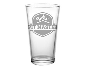 Pit Master Glass - Grill Master, BBQ King, BBQ Master, Bbq Smoker, Grill Gift, Gift for Dad, Grilling Gift, Meat Smoking