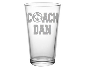Soccer Coach Gift Glass, Etched Pint Glass, Christmas Gift, Beer Gift, Soccer Coach Gift Idea, Coach Christmas Gift, Gift for Soccer Coach
