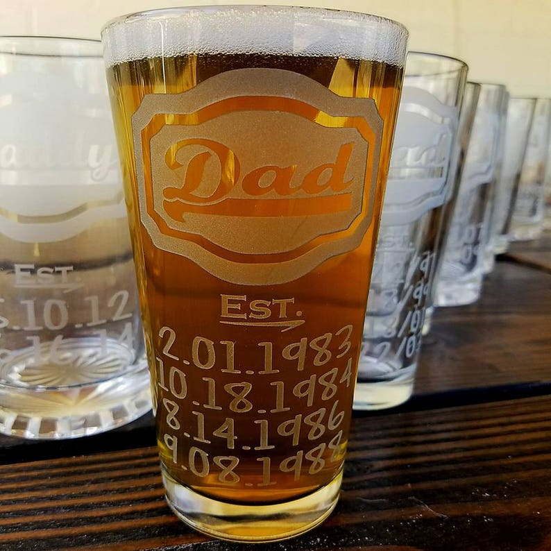 Etched Father's Day Gift Glass Dad Glass Deep Etched Etsy