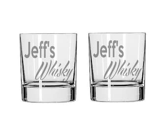 Personalized Whisky Glass  - Deep Etched Straight Sided Rocks Glass, Personalized Rocks Glass, Custom Whisky Glass, Double Old Fashioned