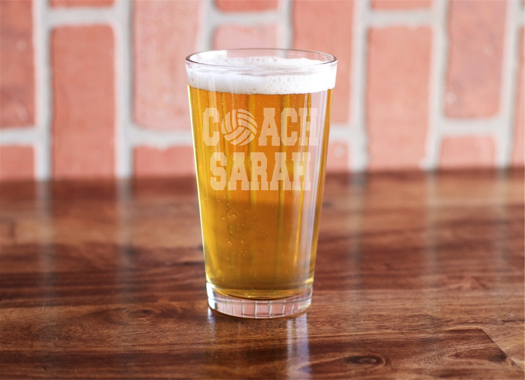 Volleyball Coach Gift, Volleyball Glass, Etched Pint Glass, Coach