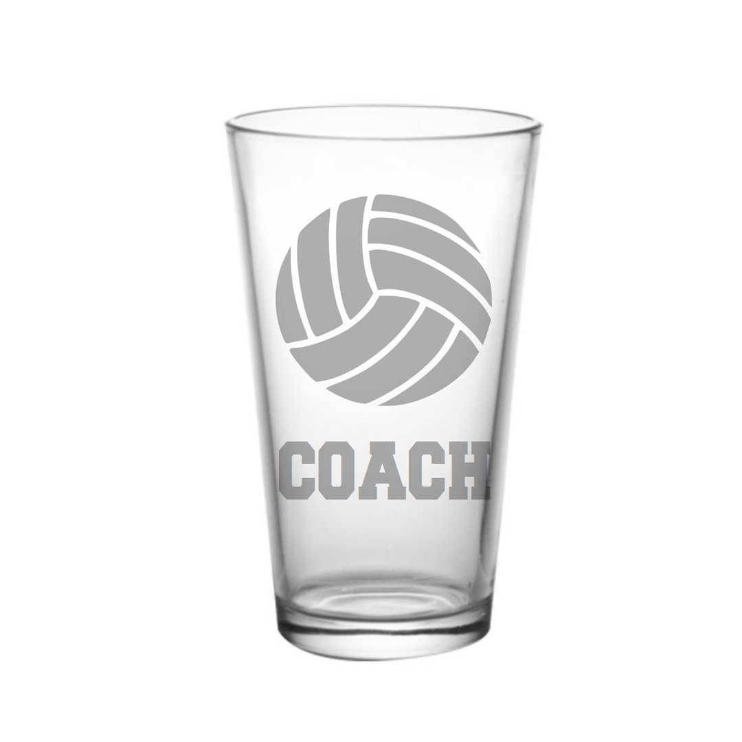 Volleyball Coach Gift, Volleyball Glass, Etched Pint Glass, Coach