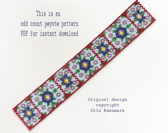 Odd count peyote bracelet pattern "Vera"