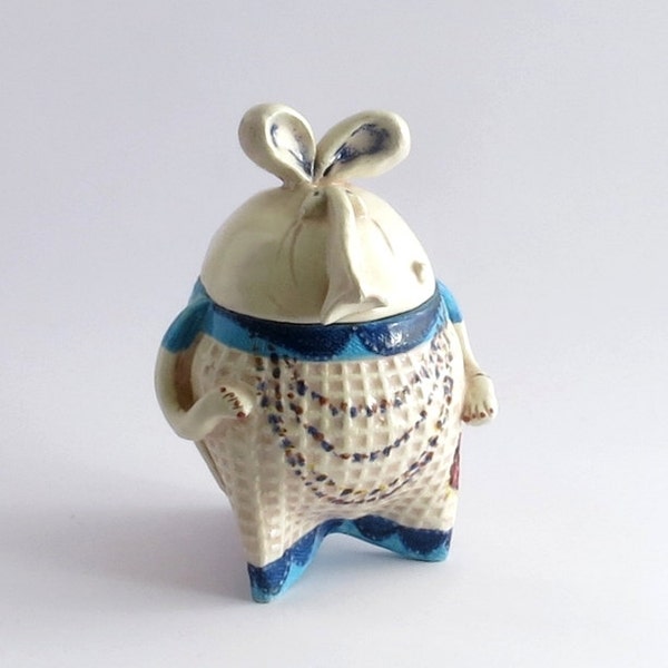 Blue And White Sugar Bowl With Lid, Novelty Sugar Bowl, Collectors Item