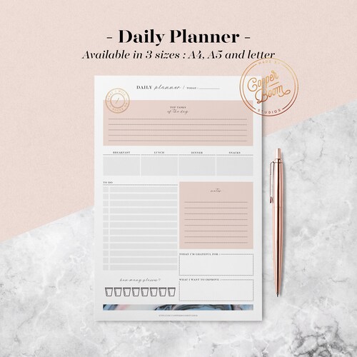 Marble Daily Planner Printable W/ Meal Planner to Do List - Etsy