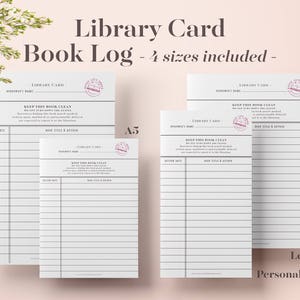 Library Card Book Log, Printable Book Log, Reading Log, Reading Tracker, Book Tracker, Reading Checklist, Bullet Journal, Bujo