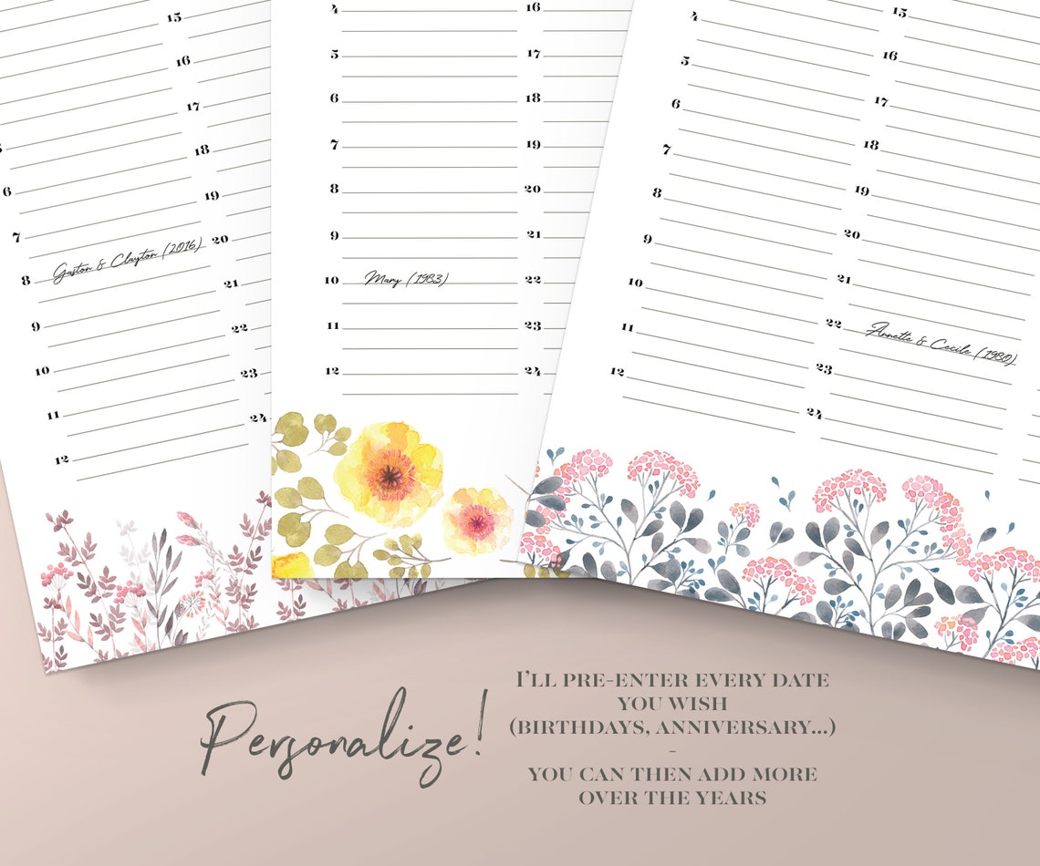 Custom Perpetual Calendar Custom Birthday Calendar Etsy