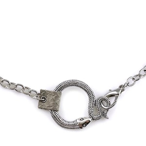Silver-Tone Snake Chain Pendant Necklace/Serpent - Leather Snake Skin Pattern