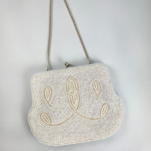 Vintage White Beaded Purse - Made in Japan