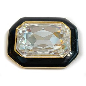 Vintage Trifari Large Rhinestone Enamel Brooch Circa 1980s