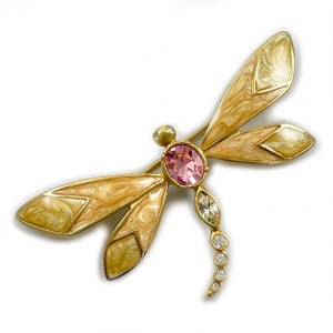 Vintage KJL Kenneth Lane para Avon Esmalte Rhinestone Libélula Broche