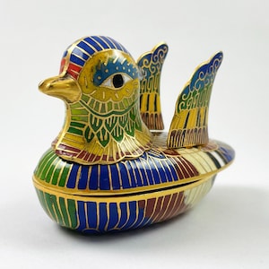 Vintage chinesische Cloisonne Emaille Mandarin Trinket Box