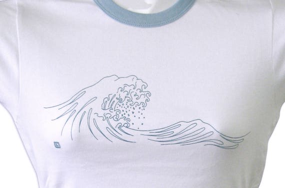 Camiseta Ola Japonesa para Mujer Gran Ola Kanagawa Monte Fuji Serigrafia Diseno Personalizado Etsy Espana