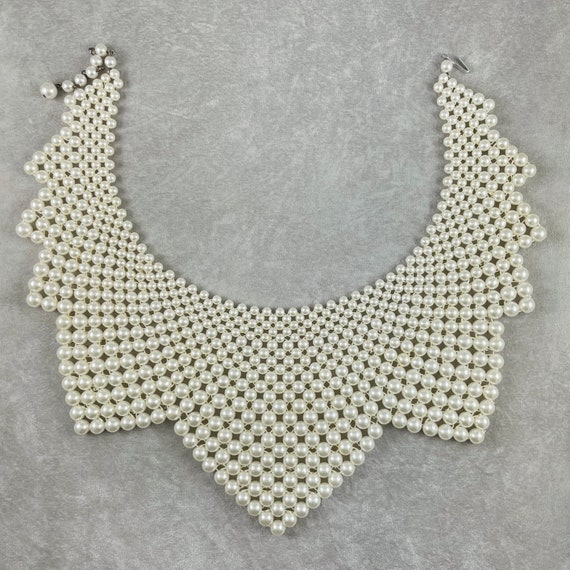 Vintage Faux Pearl Bib Collar - Made in Hong Kong - image 2