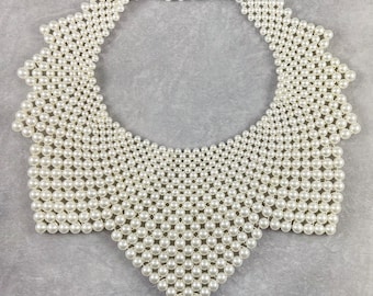 Vintage Faux Pearl Bib Collar - Made in Hong Kong