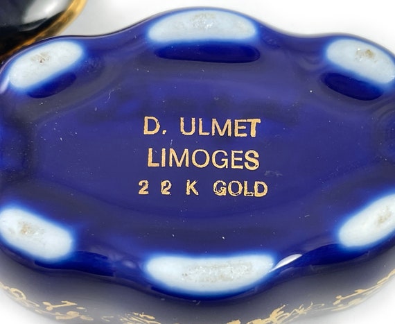 Vintage Limoges Cobalt Blue Porcelain 22K Gold Ac… - image 6