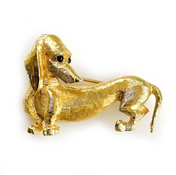 Vintage Boucher Gold Tone Dachshund Pin Brooch - … - image 1