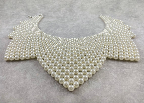 Vintage Faux Pearl Bib Collar - Made in Hong Kong - image 3