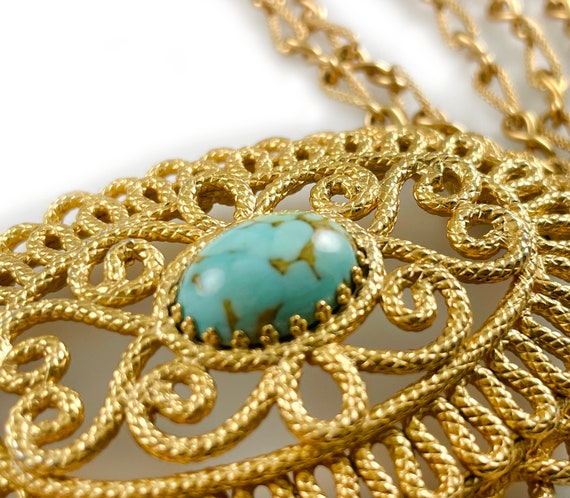 Vintage Napier Faux Turquoise Pendant Necklace - … - image 5