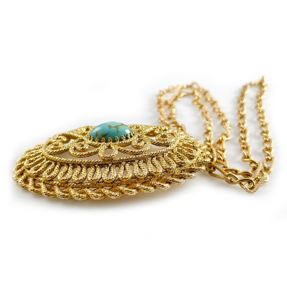 Vintage Napier Faux Turquoise Pendant Necklace - … - image 4