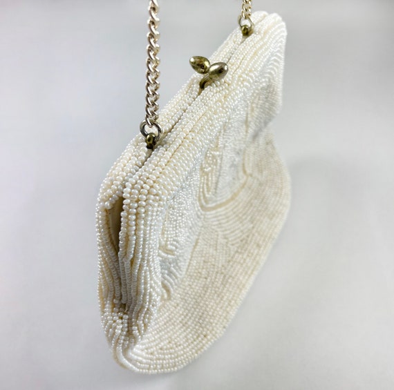 Vintage White Beaded Purse - Made in Japan - image 3