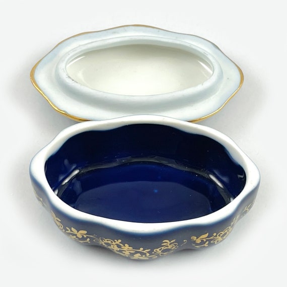 Vintage Limoges Cobalt Blue Porcelain 22K Gold Ac… - image 4