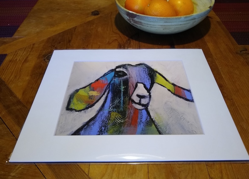 Rainbow Goat 11x14 Art Print of Original Painting With White Matte