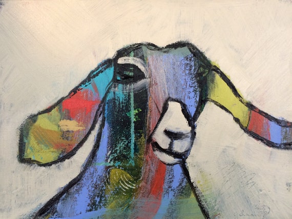 Rainbow Goat 11x14 Art Print of Original Painting With White Matte