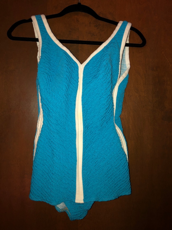 Vintage 1960's Bright Blue Swimsuit Robby Len 13/1