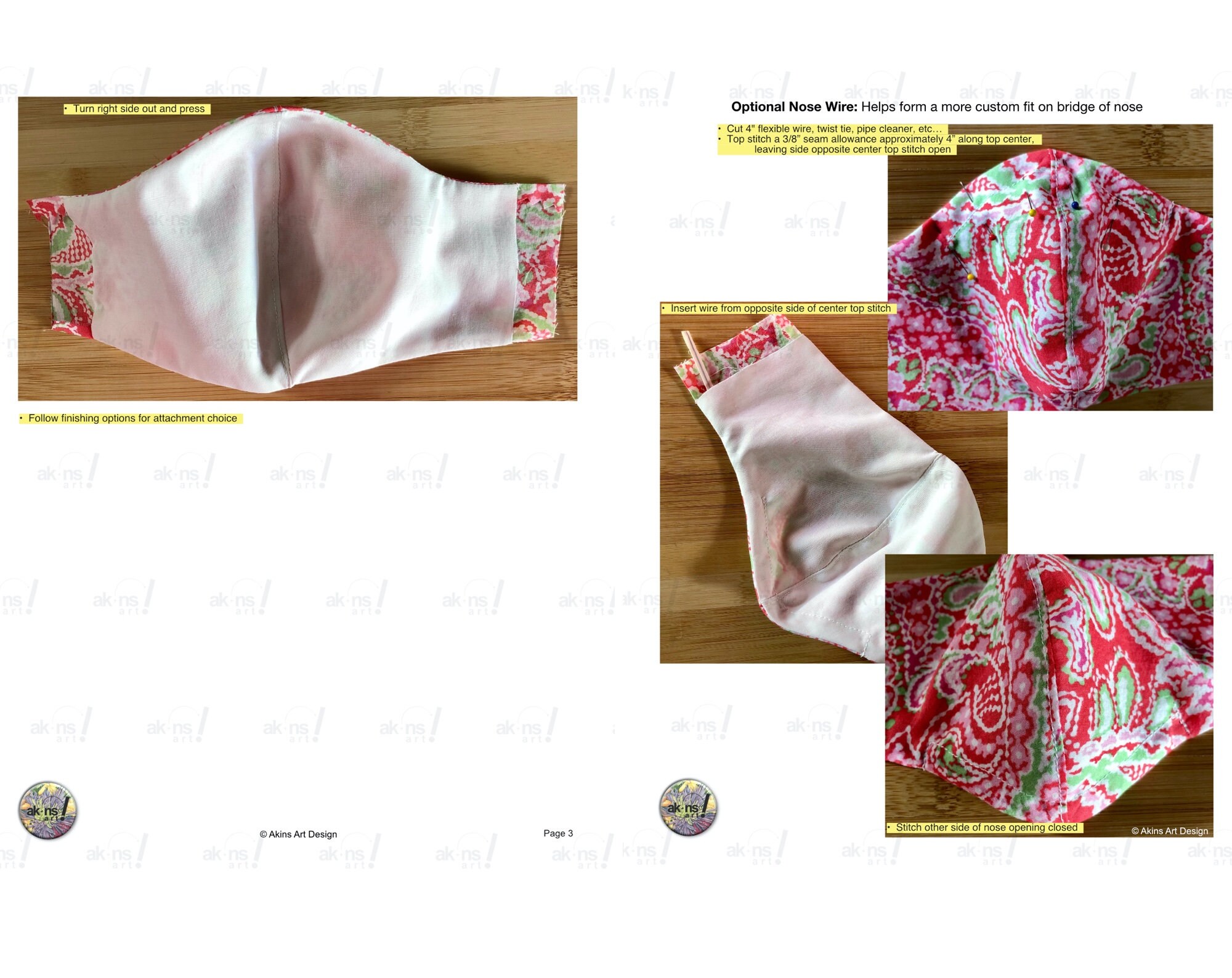3D Face Mask Pattern Nose Wire 7 Different Sizes Adult - Etsy
