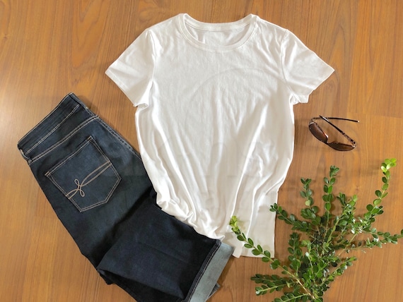 Download White Ladies Shirt Mockup Women S Flat T Shirt Mock Up Etsy