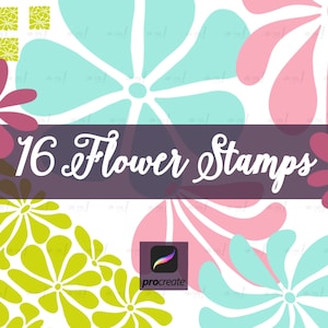 16 Blumenstempel iPad Procreate Pinsel, von Hand gezeichnetE Illustration, ClipArt-Designs, Karten, Einladung Clipart, iPad Schriftzug, Scrapbook Kunst