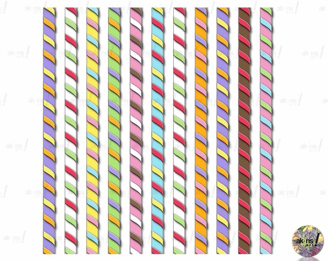 Swizzle Sticks Candy Digital Paper Clipart Stickers PNG PDF | Etsy